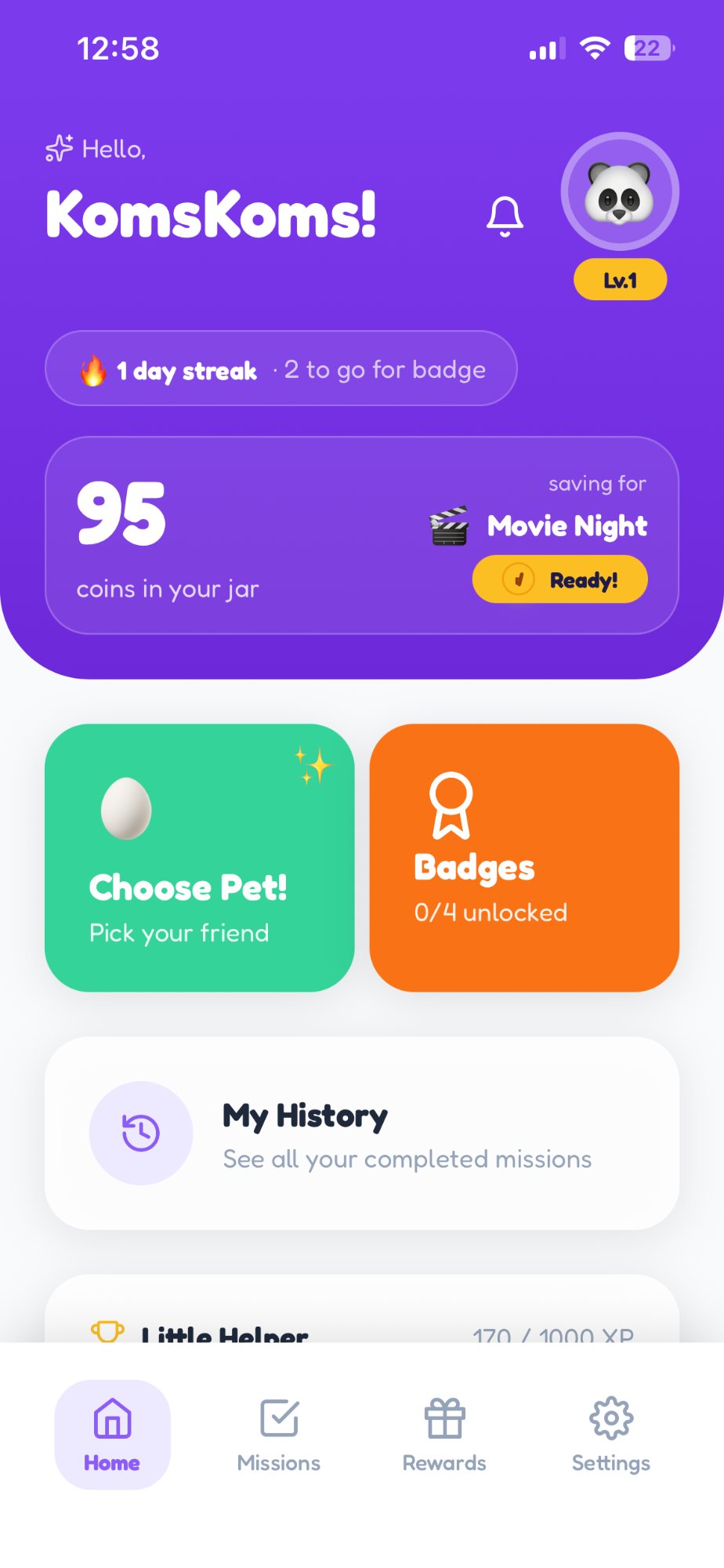 RadiJar kid home screen